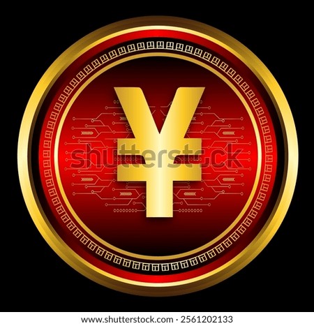 Luxury gold Chinese Yuan digital currency symbol