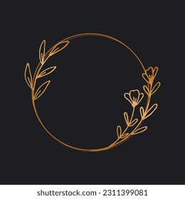 Luxury gold circle floral frame for wedding invitation, engagement invitation, greeting card, or logo