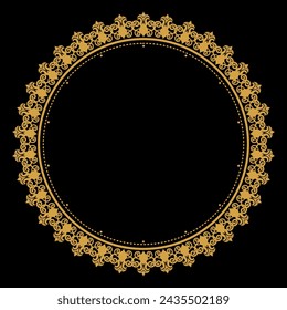 Luxury gold circle flourish frame with baroque style details, Vintage Golden Circular Round, perfect for wedding invitations and vintage card design, floral flower elements, Vector illustration svg