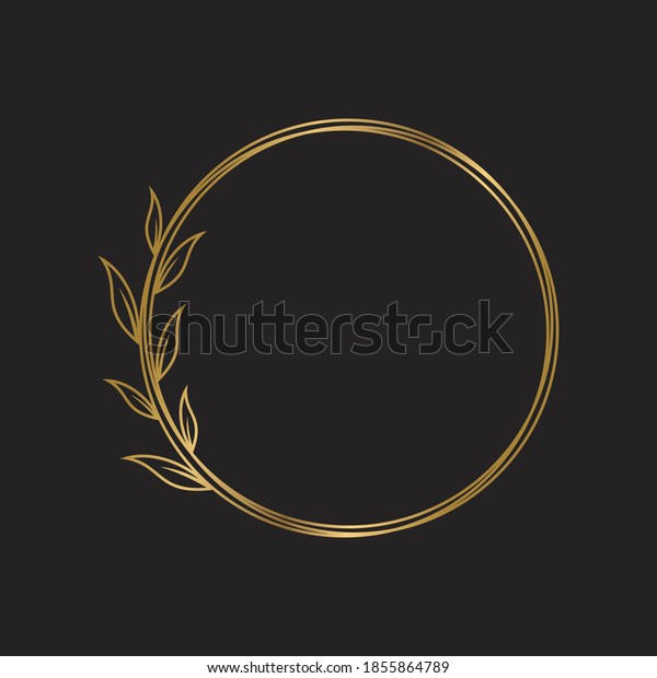 Luxury Gold Circle Frame Leaf Ornament Stock Vector (Royalty Free ...