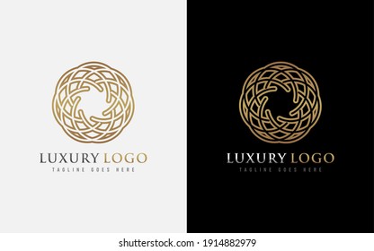 Luxury Gold Circle Logo Design. Usable for Business and Brand Company. Vector Logo Illustration.