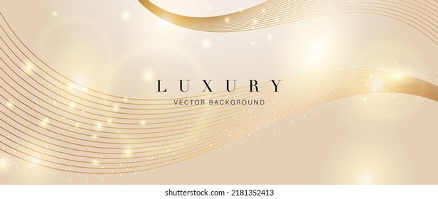 Luxury gold color background vector. Elegant wallpaper in 3d style with gold wave line, golden light effect. Light modern backdrop illustration perfect for branding, packaging, business, advertising.