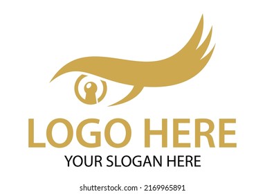 Luxury Gold Color Beautiful Eye Key Logo Design
