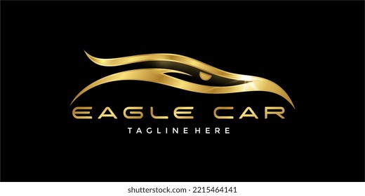 Logotipo del coche del águila de color oro de lujo