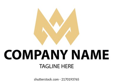Luxury Gold Color Intial Letter M Crown Logo Design