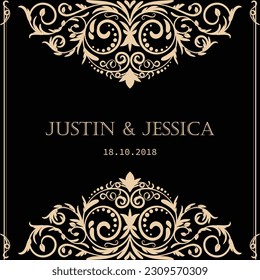 luxury gold color wedding invitation cover