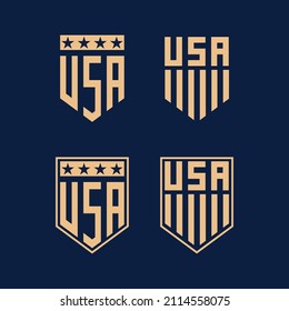 Luxury gold colored USA badge design set