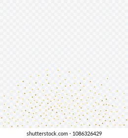 Luxury gold confetti. Glow vector celebrate background. Explosion of sparkles and dots. Voucher backdrop. Metallic invitation card template. Falling Glitter background. 