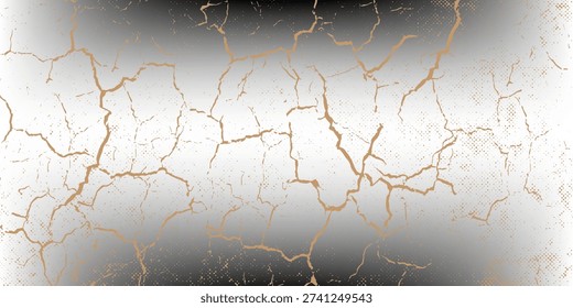 Luxury Gold Crackle Texture Background With Abstract Marble Veins and Distressed Metallic Finish