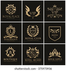 Luxury Gold Crest Logo Collection Royal ,Boutique, Hotel And Fashion Brand Identity  