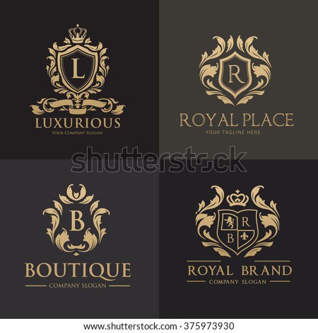 Luxury Gold Crest logo collection Boutique, Hotel and Fashion Brand Identity  