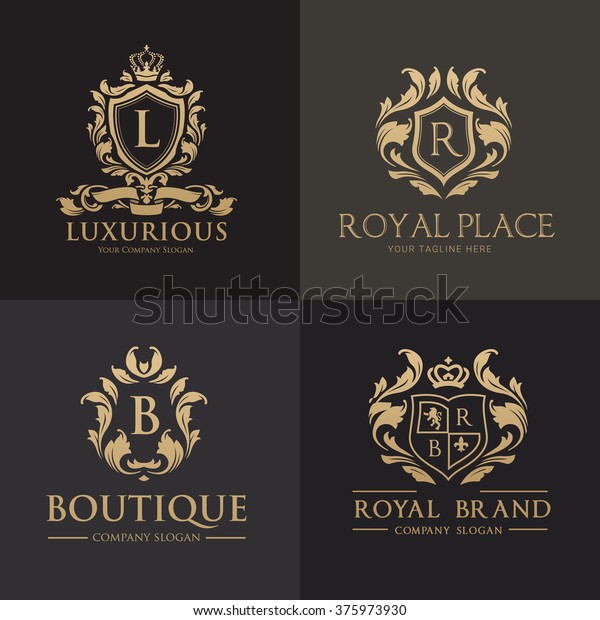 Luxury Gold Crest logo collection Boutique,\
Hotel and Fashion Brand Identity \
