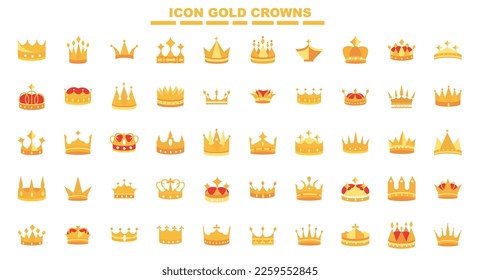 Luxury gold crowns icon set