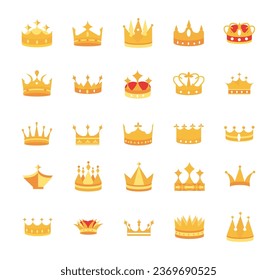 Juego de iconos de coronas de oro de lujo