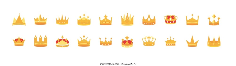 Luxury gold crowns icon set
