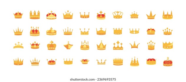 Luxury gold crowns icon set