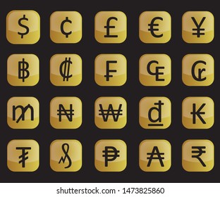 Luxury Gold Currency Icons Set