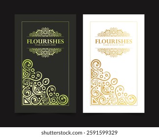 Luxury gold dark calligraphy ornament frame line design