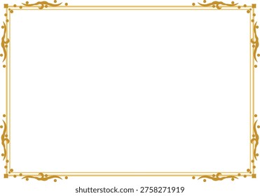 Luxury gold decorative frame. Elegant horizontal ornamental border.