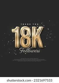 Luxury gold design saying 18k followers.