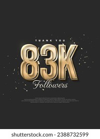 Luxury gold design saying 83k followers.