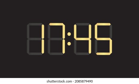 Luxuriöse goldene digitale Uhr, Nahaufnahme mit 17:45 Vorlage, Vektoreps10