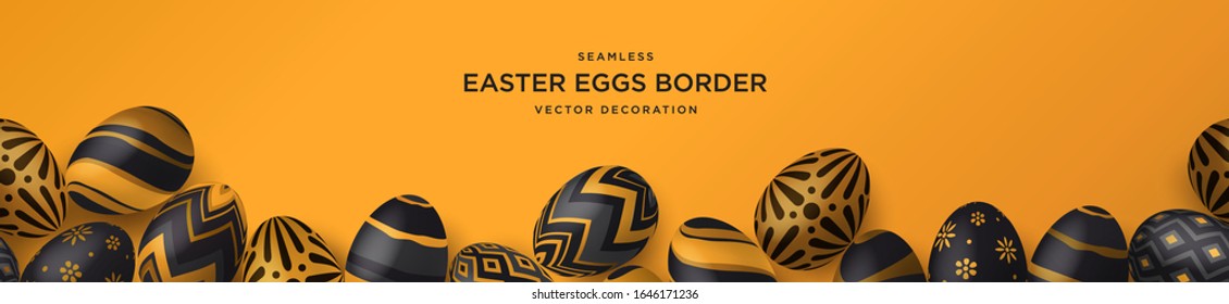 luxury gold Easter eggs border frame vector decoration template
