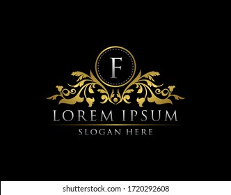 Luxury Gold F Letter Logo template in vector for Restaurant, Royalty, Boutique, Cafe, Hotel, Heraldic, Jewelry, Fashion and other vector illustration