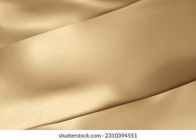 The luxury of gold fabric texture background. Closeup of rippled silk fabric. Stacked silk fabrics. Gold background. 3D vector illustration.