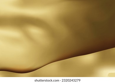 The luxury of gold fabric texture background. Closeup of rippled silk fabric. Stacked silk fabrics. Gold background. 3D vector illustration.