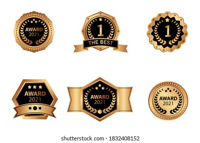 Luxury gold flat badge set.