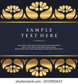 Luxury gold floral Batik pattern frame border invitation greeting card design 