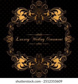 Luxury Gold Floral Frame with golden ornament