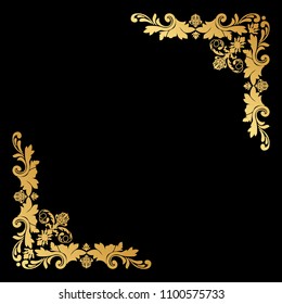 luxury gold floral invitation corners