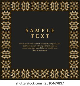 Luxury gold floral Javanese Batik pattern frame border invitation greeting card design