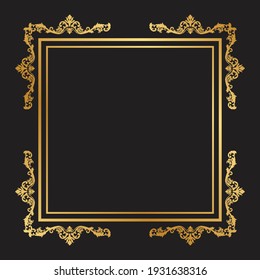 luxury gold floral label frame with damask pattern