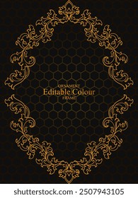 luxury gold floral label frame with pattern