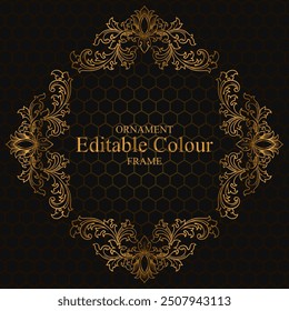 luxury gold floral label frame with pattern