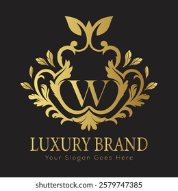 Luxury Gold Floral Letter Logo Design with Flourishes


