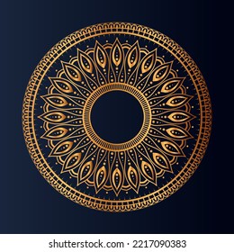 Luxury gold floral mandala arabesque pattern for print, poster, cover, brochure, flyer, Oriental style ornamental round lace ornament