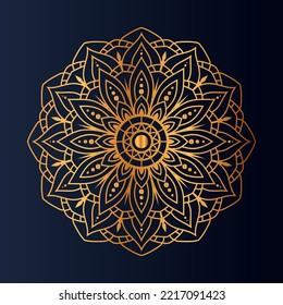 Luxury gold floral mandala arabesque pattern for print, poster, cover, brochure, flyer, Oriental style ornamental round lace ornament