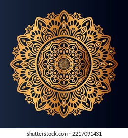 Luxury gold floral mandala arabesque pattern for print, poster, cover, brochure, flyer, Oriental style ornamental round lace ornament