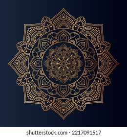 Luxury gold floral mandala arabesque pattern for print, poster, cover, brochure, flyer, Oriental style ornamental round lace ornament