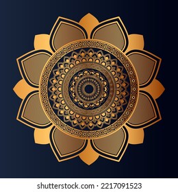 Luxury gold floral mandala arabesque pattern for print, poster, cover, brochure, flyer, Oriental style ornamental round lace ornament