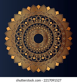 Luxury gold floral mandala arabesque pattern for print, poster, cover, brochure, flyer, Oriental style ornamental round lace ornament