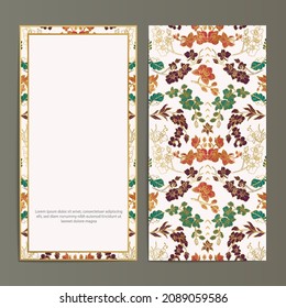 Luxury gold floral vintage seamless pattern batik card set