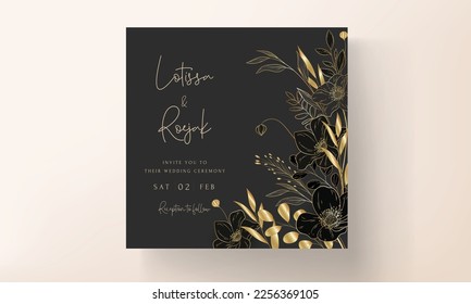 luxury gold floral wedding invitation card