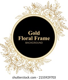 luxury gold flower frame outline decoration