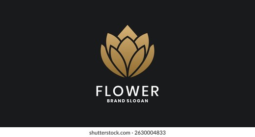 Logotipo de flor de ouro de luxo com design pétala geométrica