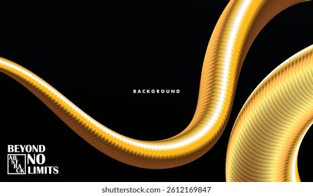 Luxury Gold Fluid Lines on Black Background